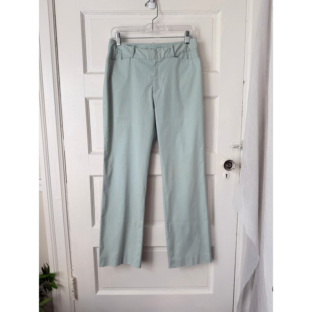 Austin Reed Womens Dress Pants Mint Pinstripe Straight Cotton Stretch Pockets 6